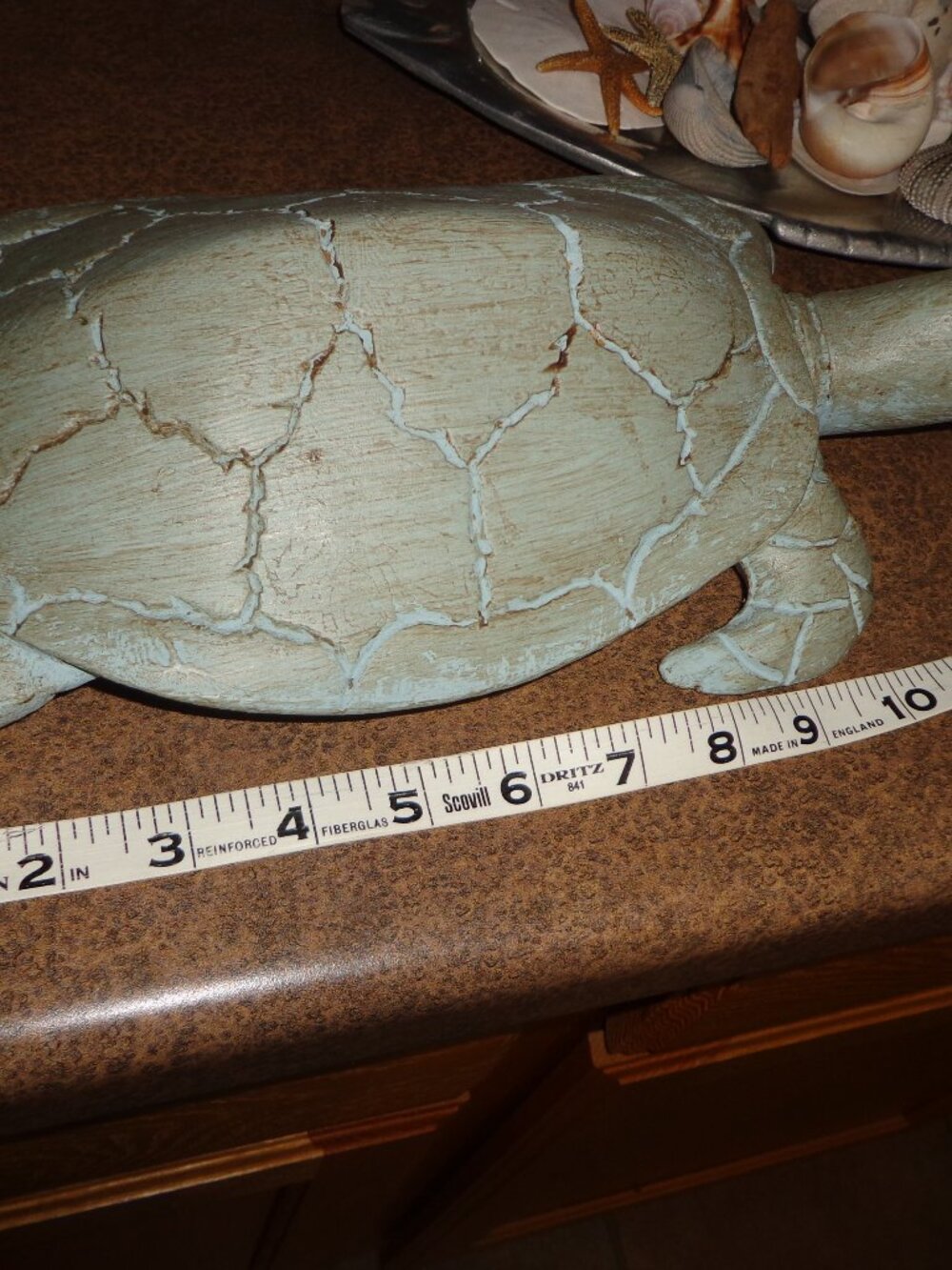 Sea Turtle Wood Painted 13" L.